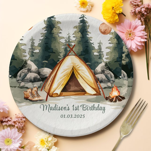 Plato De Papel Fiesta de Cumpleaños Rústico de la Montaña Camping (Subido por el creador)
