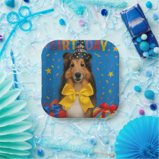 Plato De Papel Fiesta de Cumpleaños Sheltie