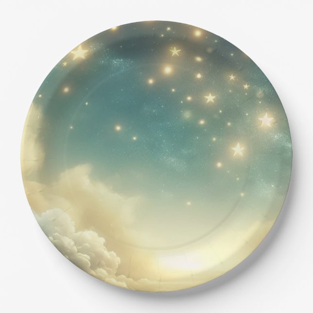 Plato De Papel Fiesta de cumpleaños Starry Sky Starry Stars (Anverso)