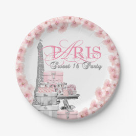 Plato De Papel Fiesta de cumpleaños Sweet 16 Pink Paris