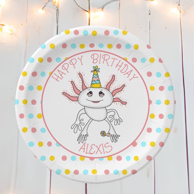 Plato De Papel Fiesta de cumpleaños temática de Axolotl personali (Subido por el creador)