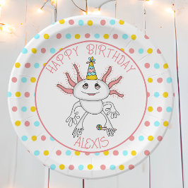 Plato De Papel Fiesta de cumpleaños temática de Axolotl personali
