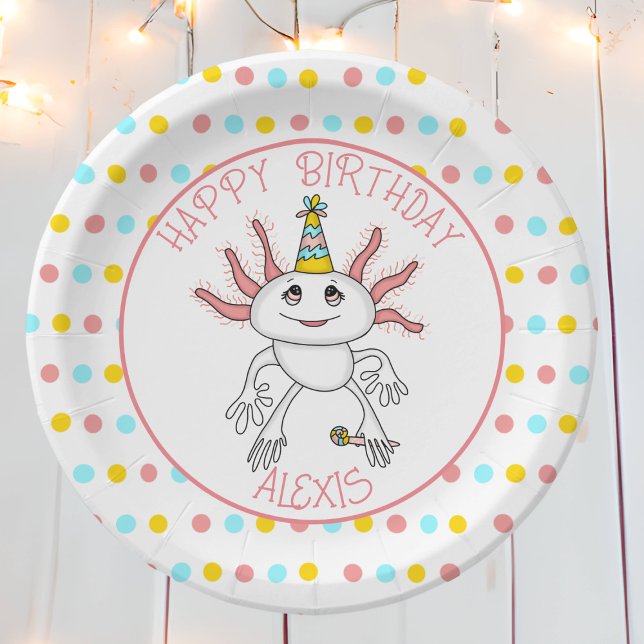 Plato De Papel Fiesta de cumpleaños temática de Axolotl personali (Subido por el creador)