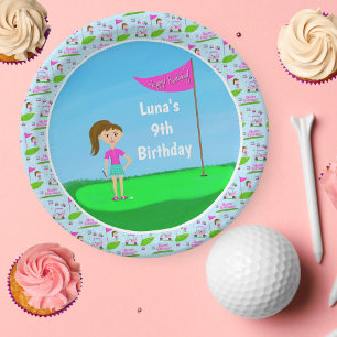 Plato De Papel Fiesta de cumpleaños temática de golf para chicas