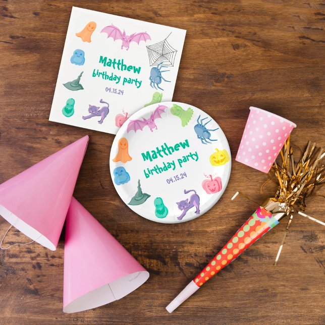 Plato De Papel Fiesta de cumpleaños temática de Halloween Plate d (Halloween-themed birthday party Paper Plate
)