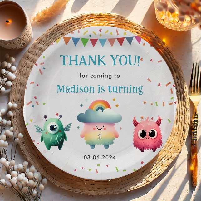 Plato De Papel Fiesta de cumpleaños temática de pequeños monstruo (Subido por el creador)