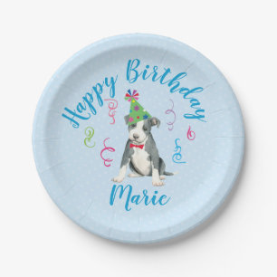 Plato De Papel Fiesta de Cumpleaños, Toro Terrier