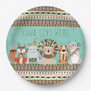 Plato De Papel Fiesta de cumpleaños tribal para niños