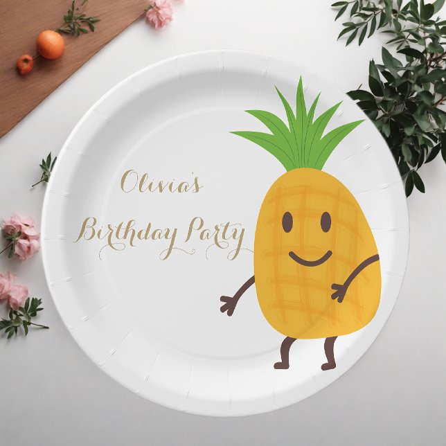 Plato De Papel Fiesta de cumpleaños tropical de piña Fiesta de ve (Subido por el creador)