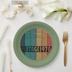 Plato De Papel Fiesta de cumpleaños vintage nacida en 1970