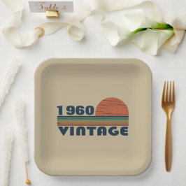 Plato De Papel Fiesta de cumpleaños vintage personalizada