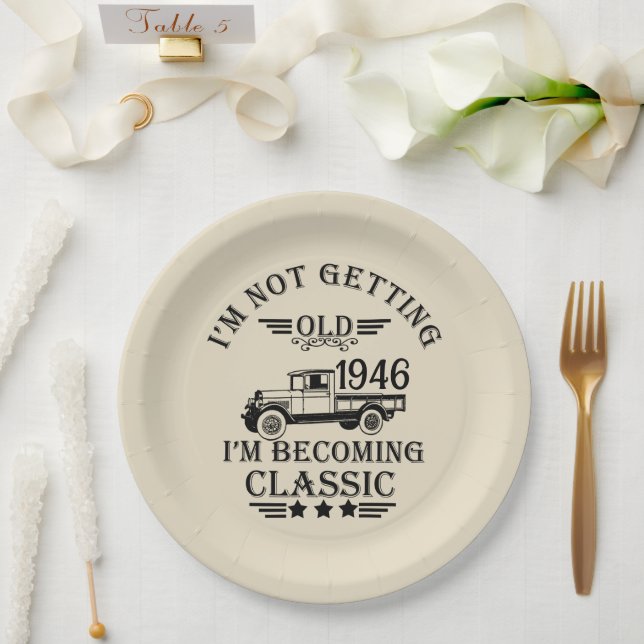 Plato De Papel Fiesta de cumpleaños vintage personalizada (Boda)