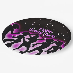 Plato De Papel Fiesta de danza retro rosado