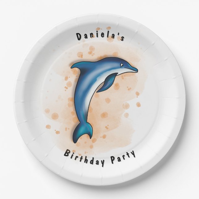 Plato De Papel Fiesta de delfines (Anverso)