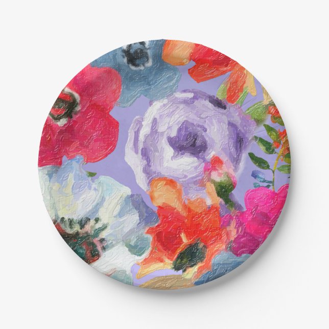 Plato De Papel Fiesta de Despedida de Soltera Chic Pop Floral Pin (Anverso)