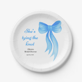Plato De Papel Fiesta de Despedida de Soltera con Lazo Azul Está