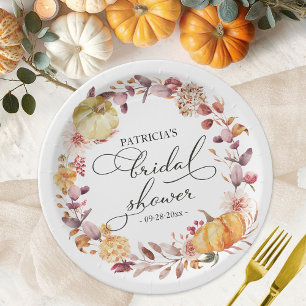 Plato De Papel Fiesta de Despedida de Soltera de Calabaza Floral