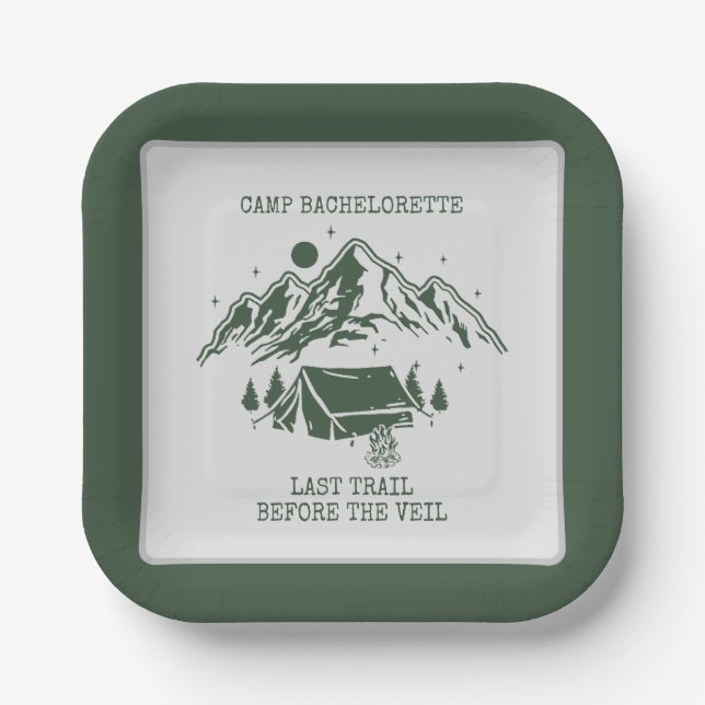 Plato De Papel Fiesta de Despedida de Soltera de Camping Simple M (Anverso)