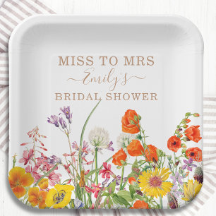 Plato De Papel Fiesta de Despedida de Soltera Miss To Mrs Bridal