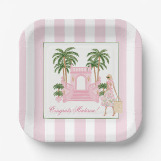 Plato De Papel Fiesta de Despedida de Soltera Preppy de Palm Beac