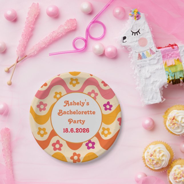 Plato De Papel Fiesta de Despedida retro años 70   (Fiesta)