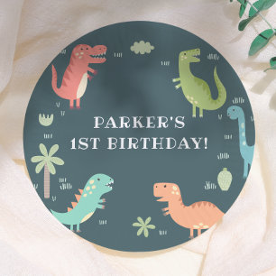 Plato De Papel Fiesta de Dinos Dinosaurios Lindos Cumpleaños Niño