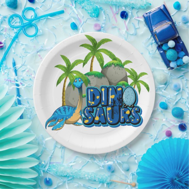 Plato De Papel Fiesta de dinosaurios  (Fiesta)