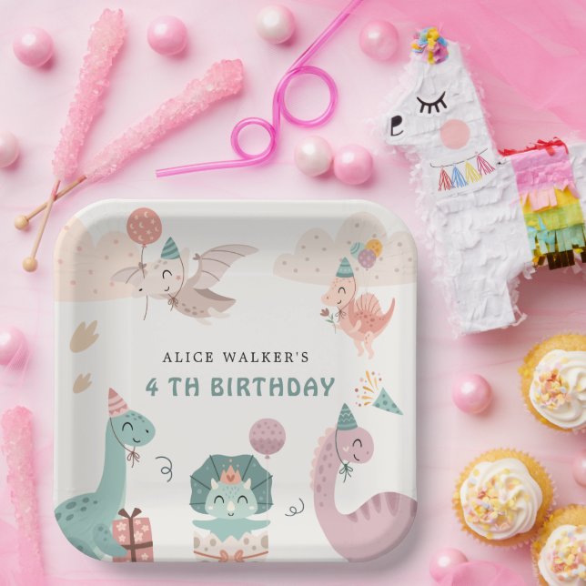 Plato De Papel Fiesta de dinosaurios lindo Animales Niños Napkins (Fiesta)