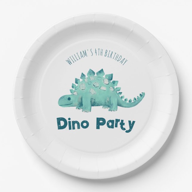 Plato De Papel Fiesta de dinosaurios para niños cumpleaños (Anverso)