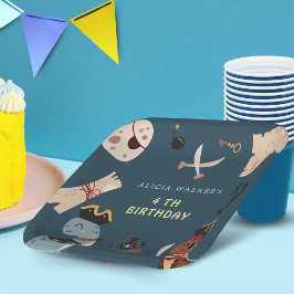 Plato De Papel Fiesta de Dinosaurios Piratas Niños Cumpleaños