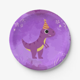 Plato De Papel Fiesta de dinosaurios Plate Purple