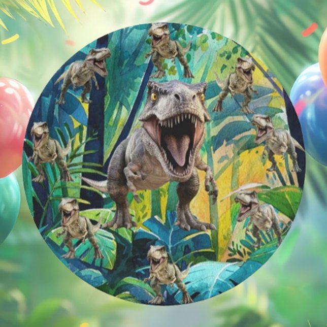 Plato De Papel Fiesta de dinosaurios T Rex (Fun T-Rex Dinosaur Party Paper Plates for a Roaring Good Time!)