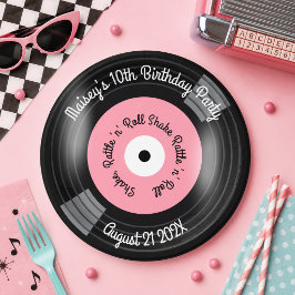 Plato De Papel Fiesta de discos de vinilo retro