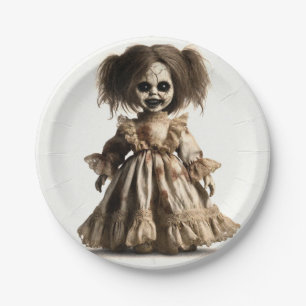 Plato De Papel Fiesta de disfraces de Halloween de muñeca espeluz