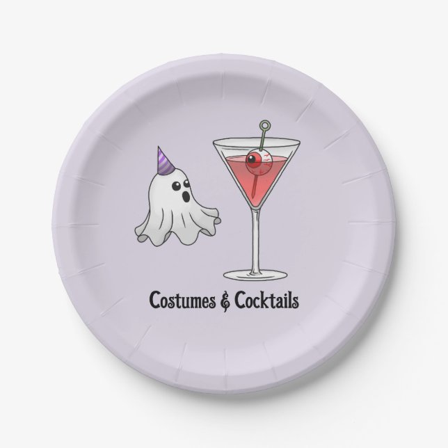 Plato De Papel Fiesta de disfraces y cócteles (Anverso)