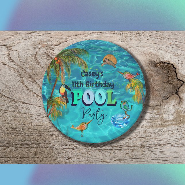 Plato De Papel Fiesta de diversión de la piscina de verano | Cump (Summer Pool Fun Party | Birthday Paper Plates)
