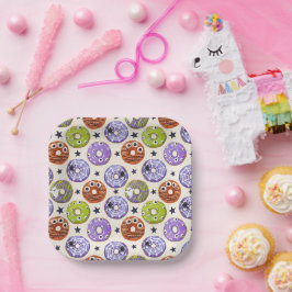 Plato De Papel Fiesta de Donuts de moda en Halloween