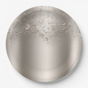 Plato De Papel Fiesta de Dulces 16 Mariposa Brillo Champán