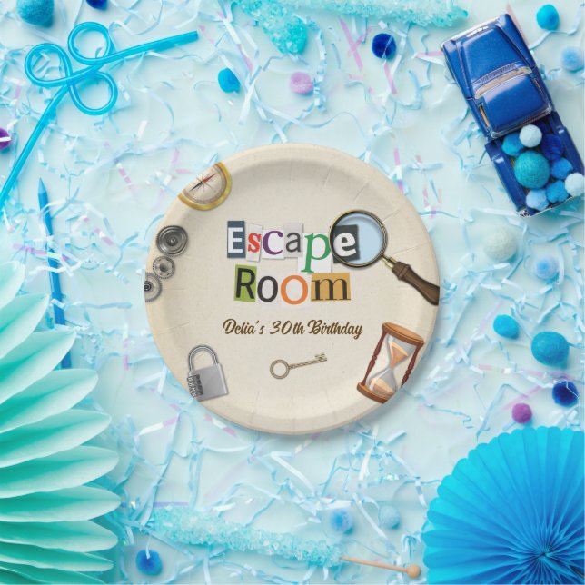 Plato De Papel Fiesta de Escape Room (Fiesta)