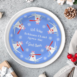 Plato De Papel Fiesta de esquí sobre Navidades de esquí ratones e