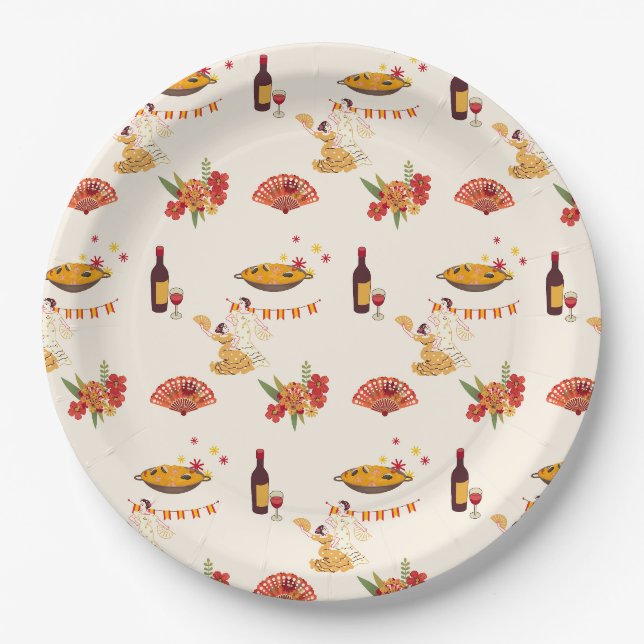 Plato De Papel Fiesta de estilo español (Anverso)