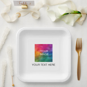 Plato De Papel Fiesta de eventos de personalizable Photo Text