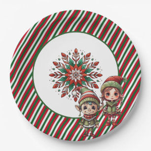 Plato De Papel Fiesta de feriado de los navidades Elves