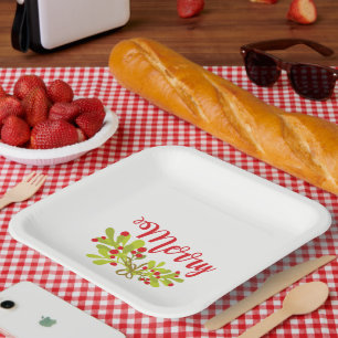 Plato De Papel Fiesta de feriado de marfil y amargo