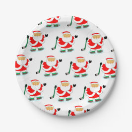 Plato De Papel Fiesta de feriado de Navidades de hockey