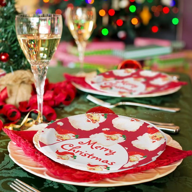 Plato De Papel Fiesta de feriado de navidades Santa Claus Red (Subido por el creador)