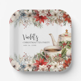 Plato De Papel Fiesta de feriado por el té de la tarde con flores