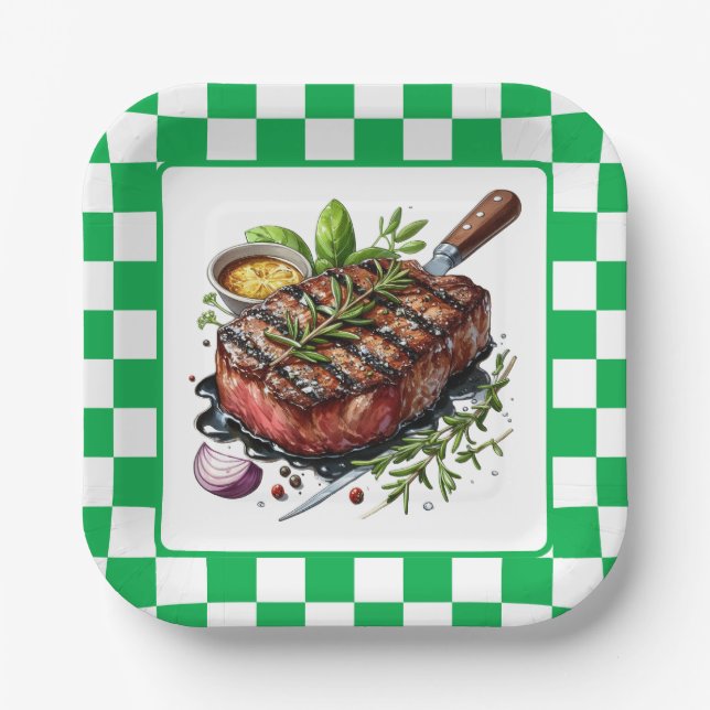 Plato De Papel Fiesta de filete de barbacoa (Anverso)