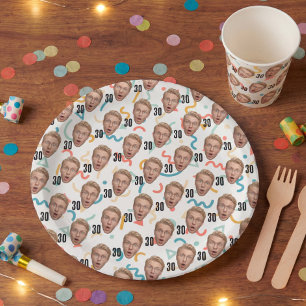 Plato De Papel Fiesta de Foto Personalizada Cara Divertida