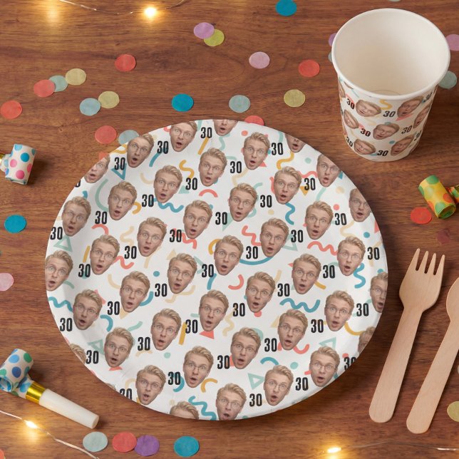 Plato De Papel Fiesta de Foto Personalizada Cara Divertida (Subido por el creador)